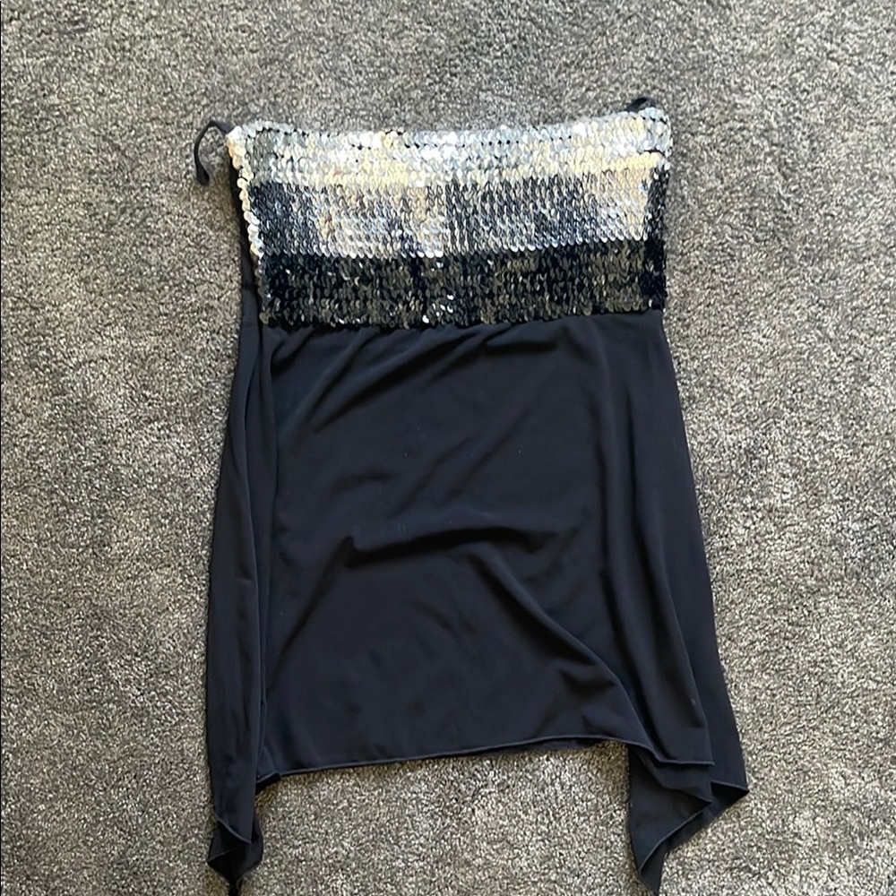 Black and Silver Embellished sequin Top